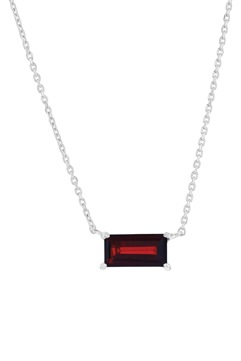 Baguette Cut Semiprecious Stone Pendant Necklace, Main, color, GARNET