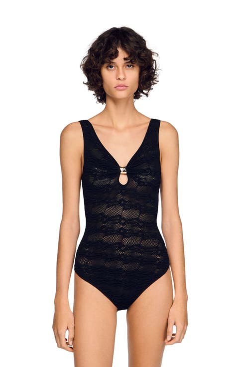 Jewellery detail knit leotard