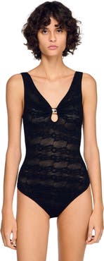 SANDRO Jewellery detail knit leotard