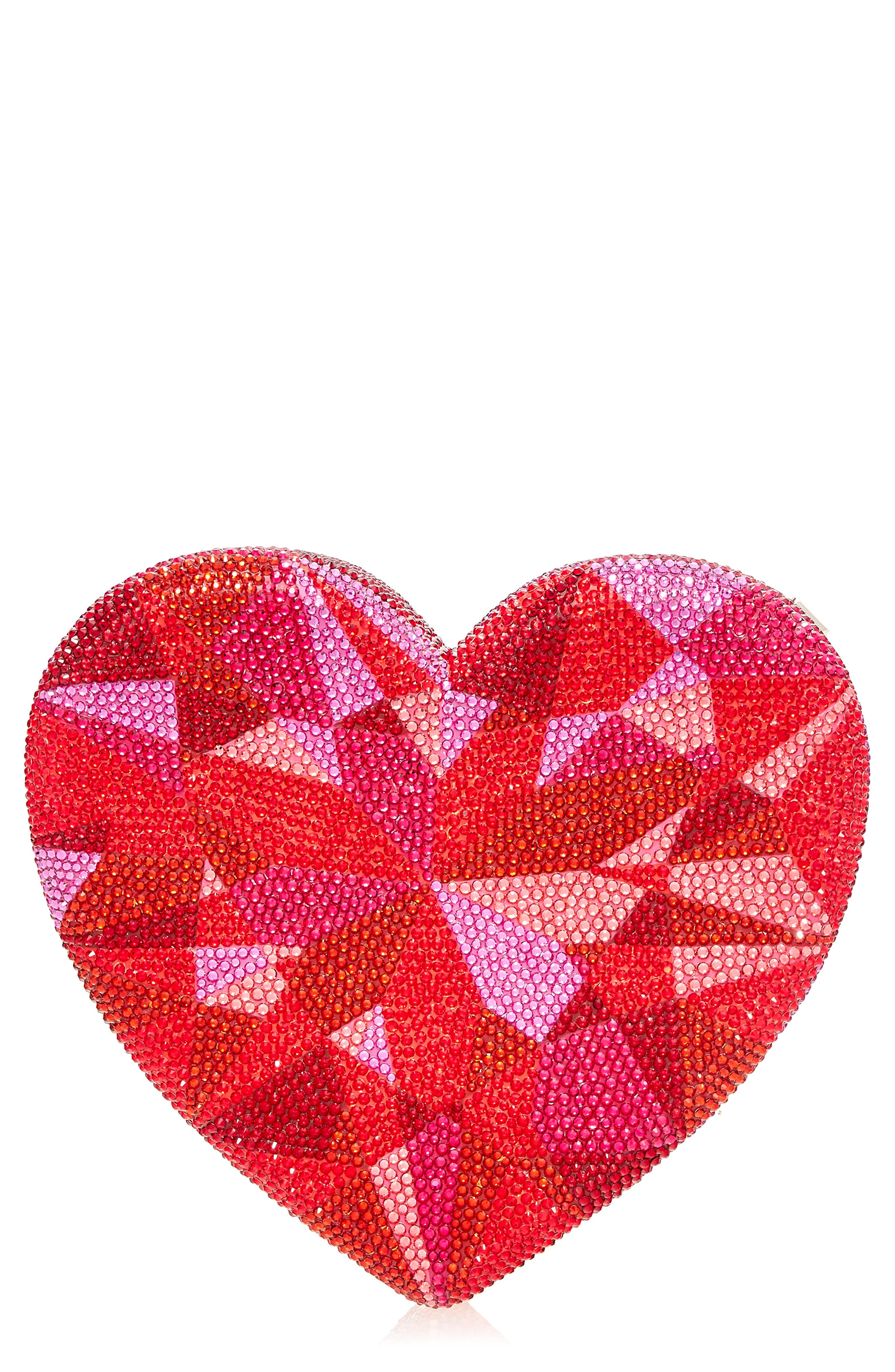 JUDITH LEIBER COUTURE Ruby Heart Crystal Clutch, Main, color, 