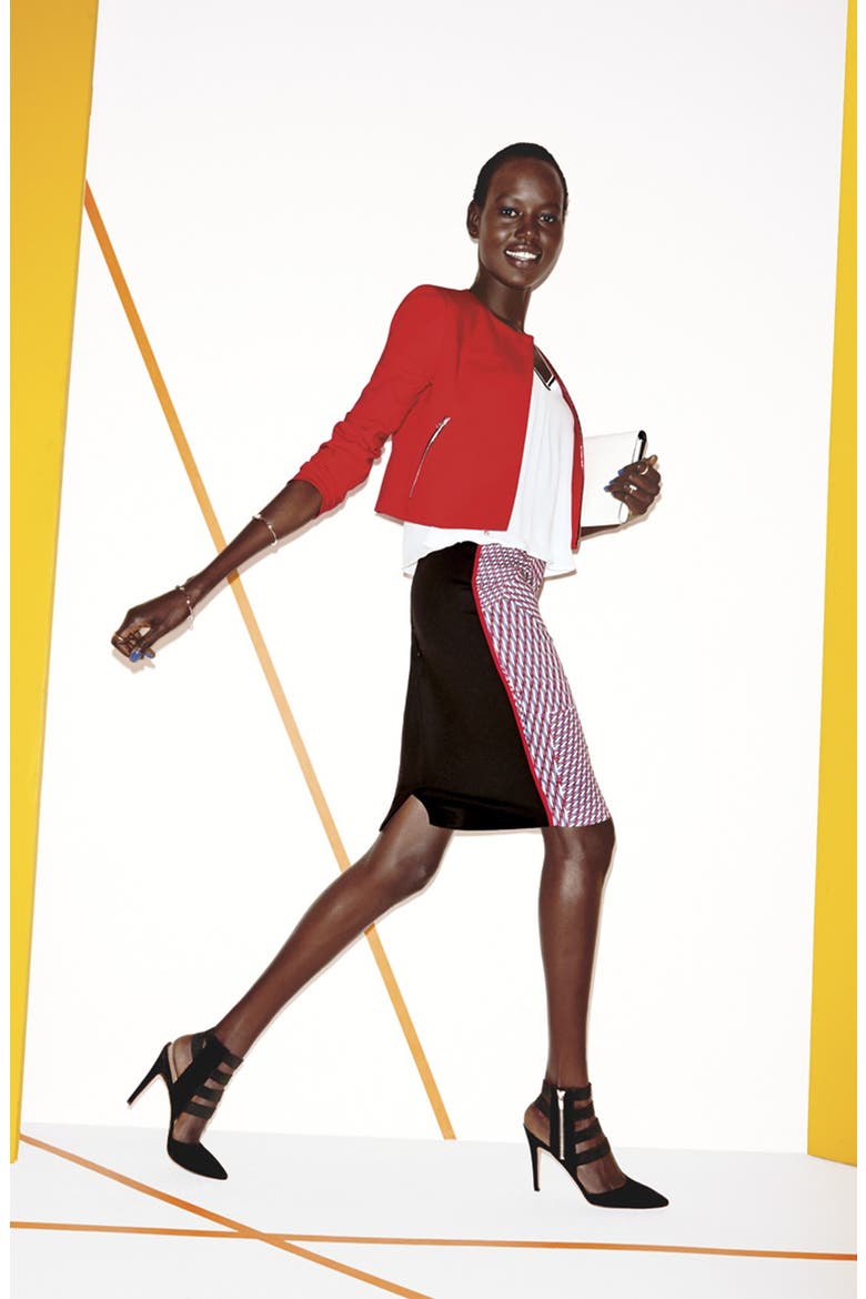 Collarless Crop Jacket, Alternate, color, TULIP RED