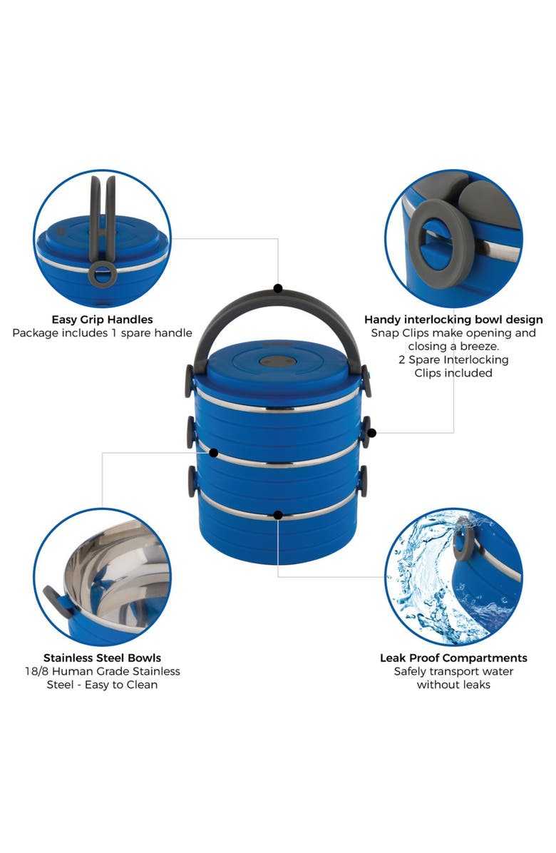 Healthy Human Travel Dog Bowls, Set of 3 Interlocking Bowls, Alternate, color, Multicolored