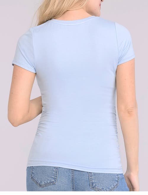 Motherhood Maternity V-neck Side-ruched Maternity Short Sleeve Tee In Blue