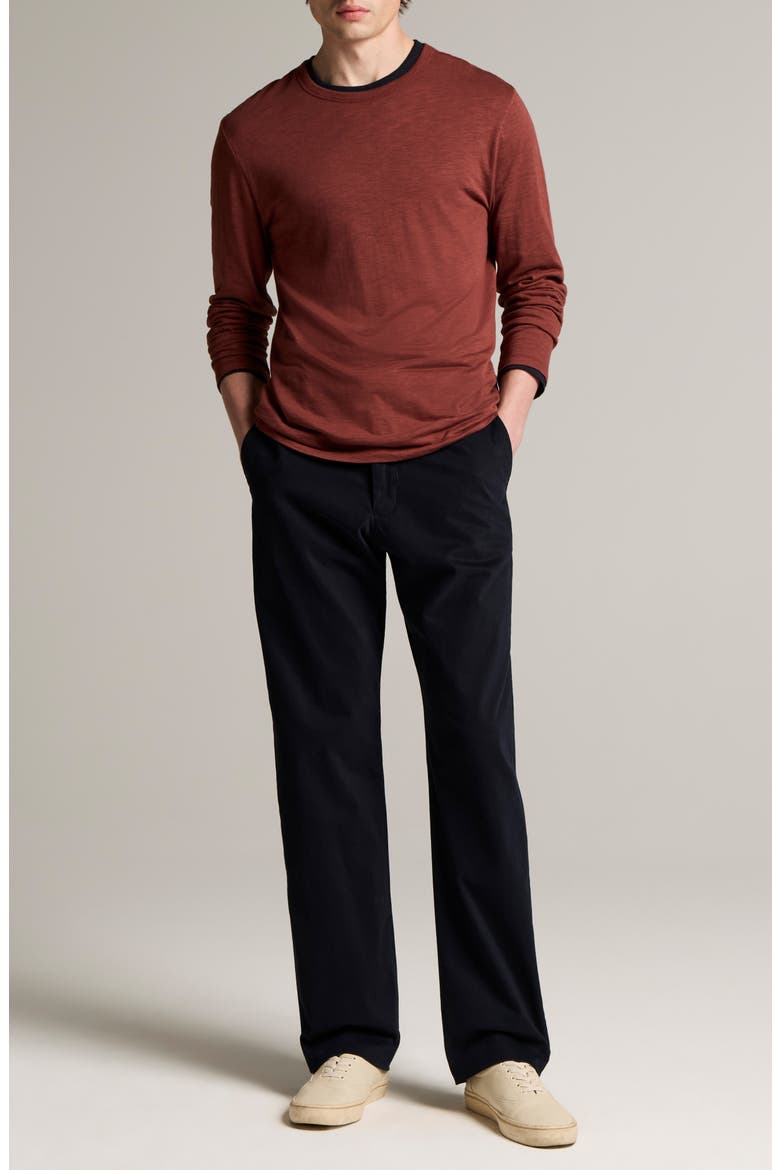 Fine Slub Layered Look Long Sleeve Pima Cotton T-Shirt, Alternate, color, DEEP SATIN/COASTAL