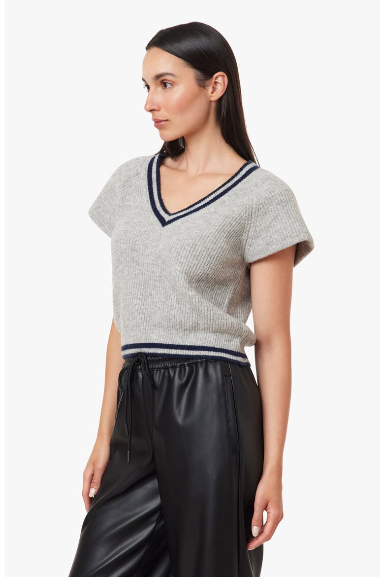 Ribbed Short Sleeve Sweater, Alternate, color, HEATHER GREY