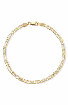 GLAZE JEWELRY 14K Gold Plated Sterling Silver Figaro Chain Bracelet