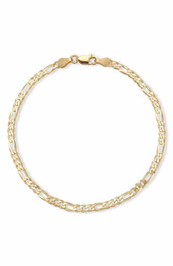 GLAZE JEWELRY 14K Gold Plated Sterling Silver Figaro Chain Bracelet