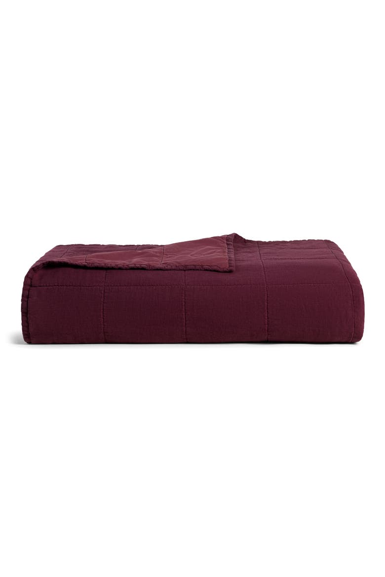 Linen Box Quilted Sham Set, Main, color, GARNET