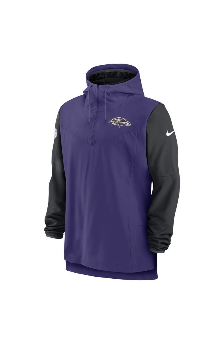Nike Men's Nike Purple/Black Baltimore Ravens Sideline Player Quarter-Zip Hoodie, Alternate, color,