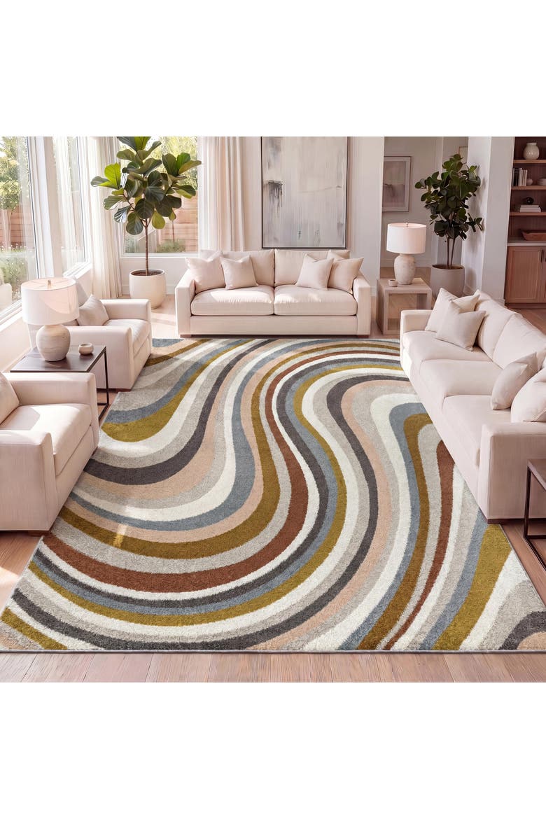 Flow Abstract Swirl Area Rug, Alternate, color, Red/Beige/Blue