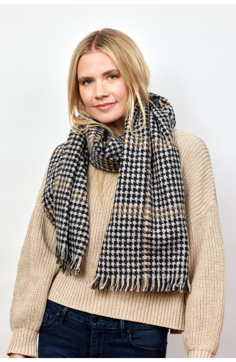 Hat Attack Peak Scarf, Alternate, color, Black/White/Tan Check