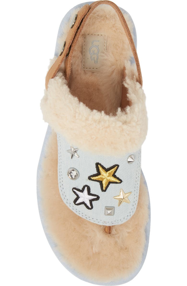 UGG<sup>®</sup> Patch It Slingback Sandal with Genuine Shearling Trim, Alternate, color,