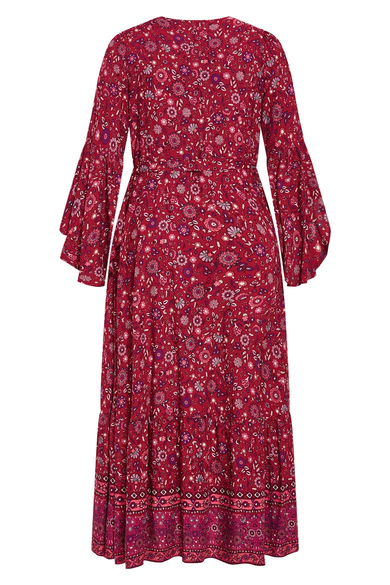 Adhara Mixed Print Long Sleeve Maxi Dress, Alternate, color, RED