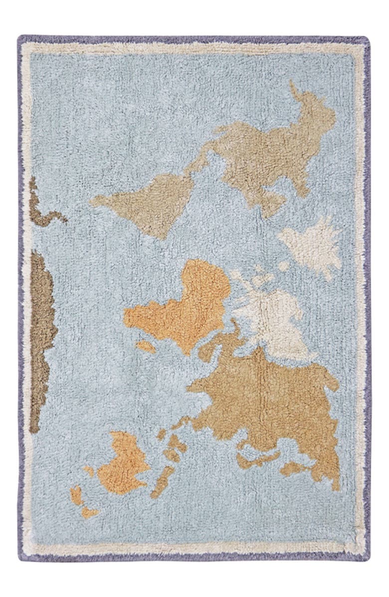 Lorena Canals Mini World Map Washable Cotton Blend Rug, Main, color, Multi