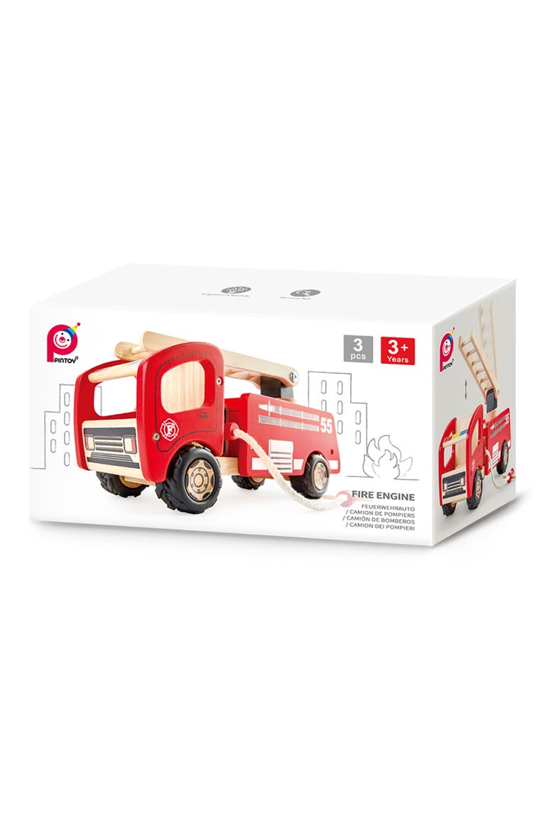 Wood Toy Fire Engine, Alternate, color, RED