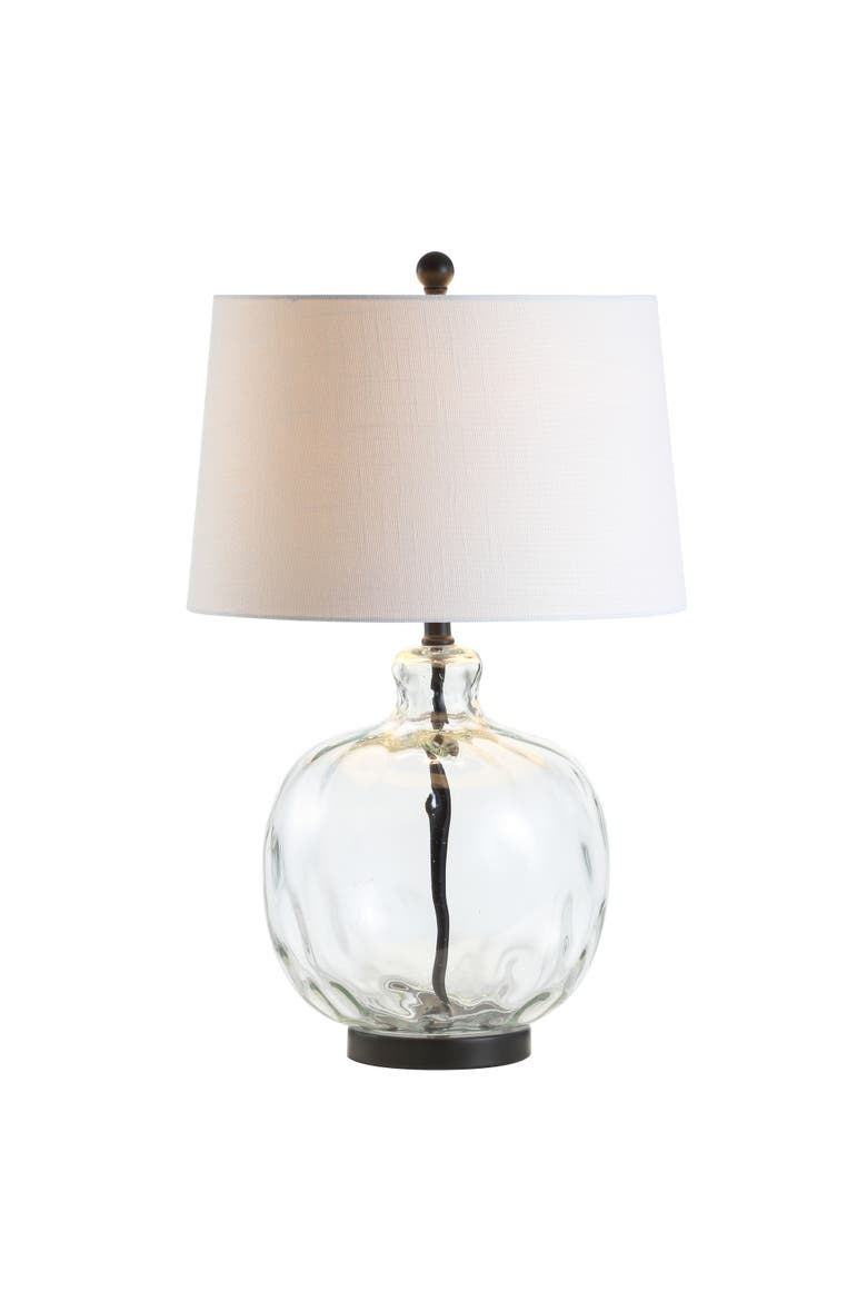 Rae 26.5" Glass/Metal LED Table Lamp, Clear/Black, Main, color, Clear/black