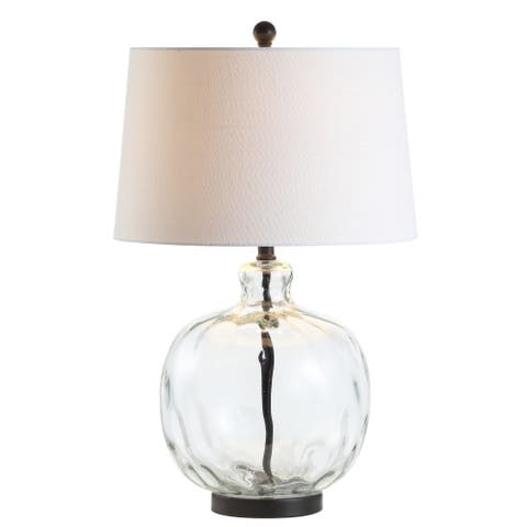 Rae 26.5" Glass/Metal LED Table Lamp, Clear/Black
