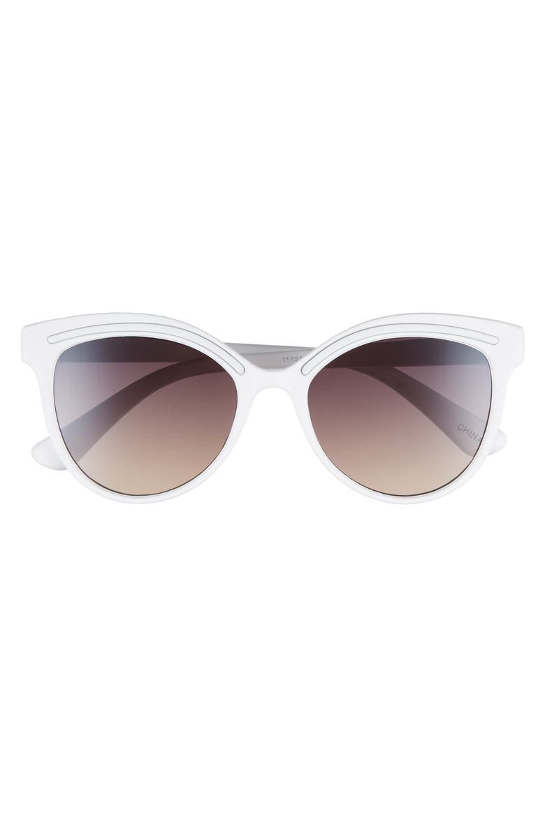 59mm Metallic Accent Cat Eye Sunglasses, Alternate, color, WHITE