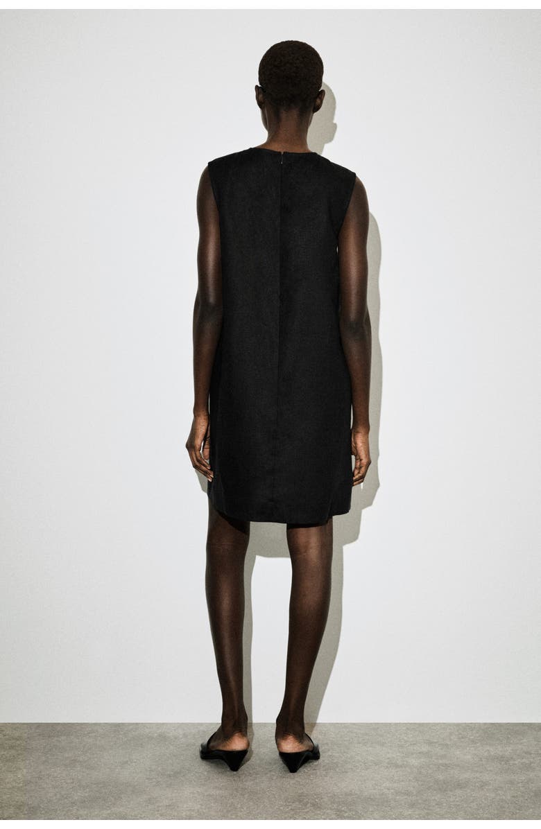 COS Linen Mini Shift Dress, Alternate, color, Black