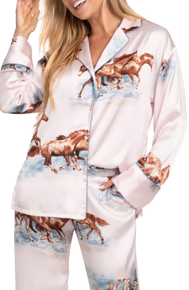 Midnight Bakery Wild Horses Satin Pajamas, Alternate, color,