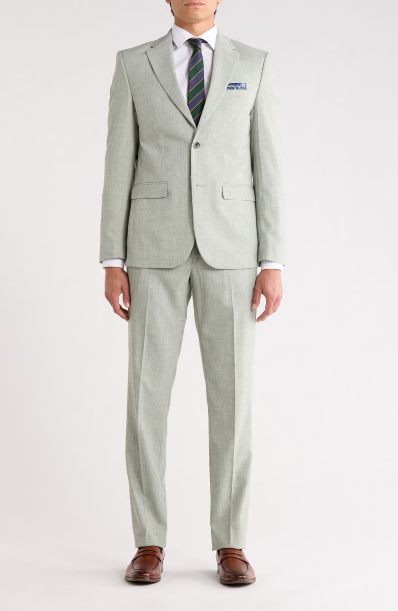 SOUL OF LONDON Two Button Linen Suit, Main, color, Light Green