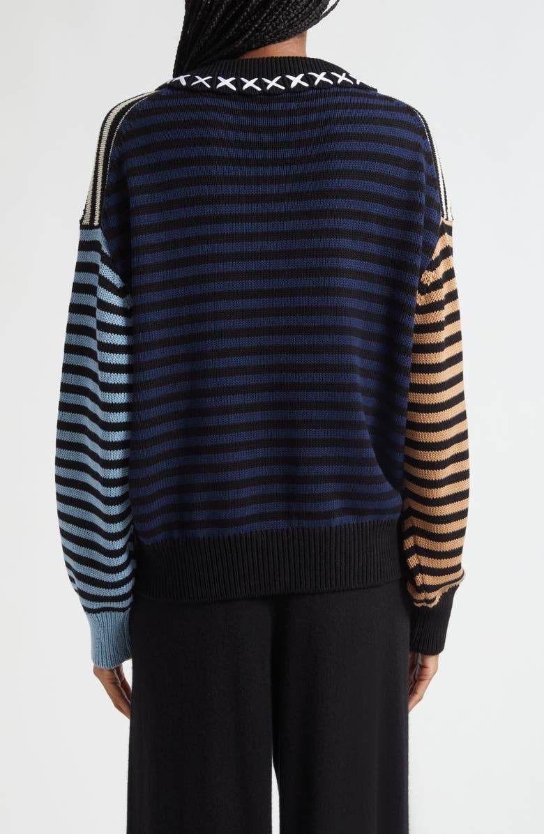 YanYan Bao Colorblock Stripe Long Sleeve Knit Cotton Polo, Alternate, color,