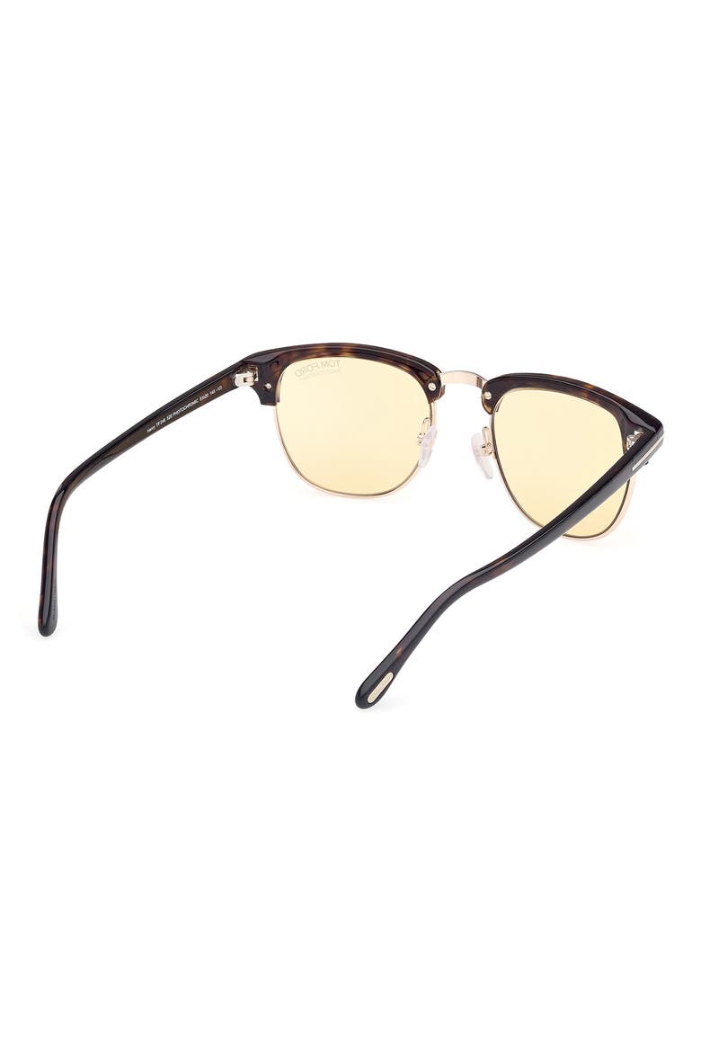 53mm Browline Square Sunglasses, Alternate, color, DARK HAVANA / BROWN