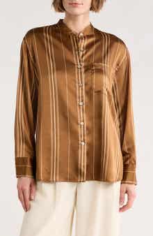 ELIE ELIE TAHARI Stripe Satin Button-Up Shirt