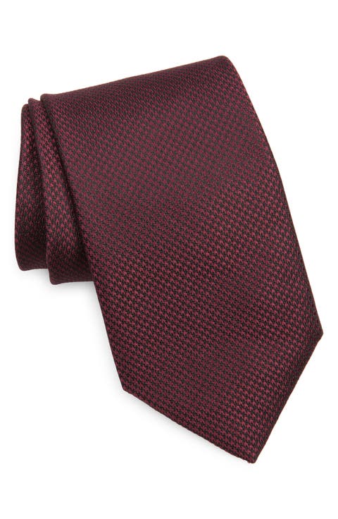 Houndstooth Check Mulberry Silk Tie