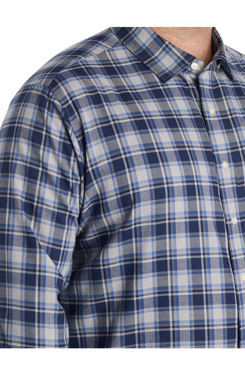 vineyard vines Big & Tall Plaid Tech Twill Sport Shirt, Alternate, color, Ultimate Grey