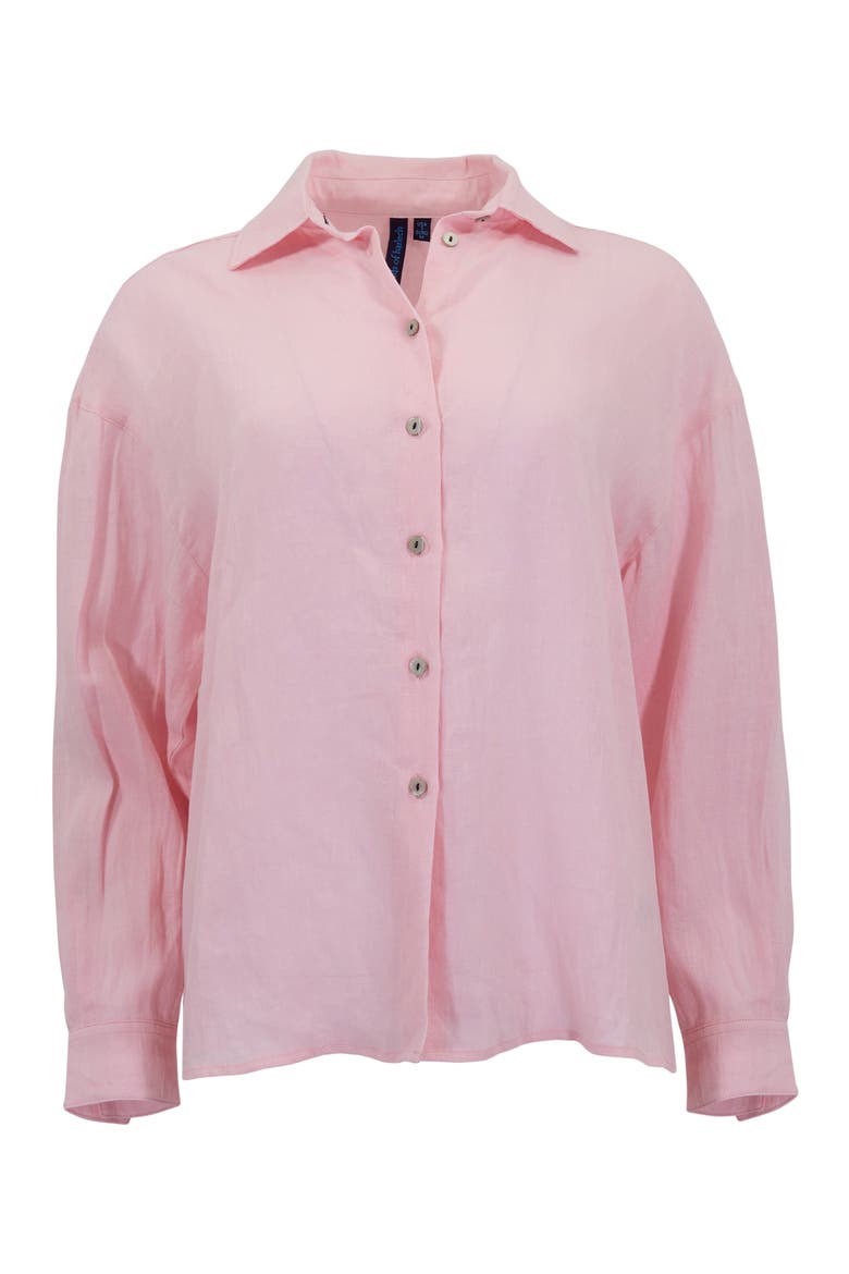 Womens Long Sleeve Linen Shirt, Alternate, color, FRESH PINK
