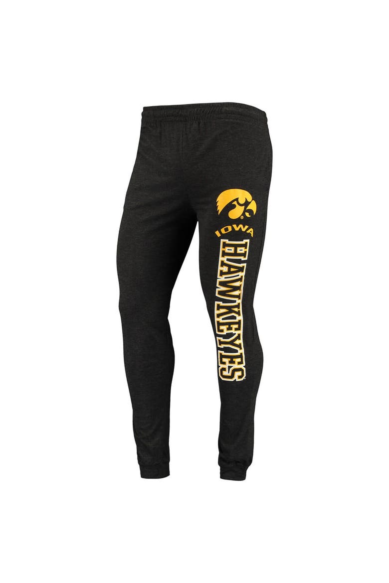 Men's Concepts Sport Black/Heather Charcoal Iowa Hawkeyes Meter Long Sleeve Hoodie T-Shirt & Jogger Pajama Set, Alternate, color, Black
