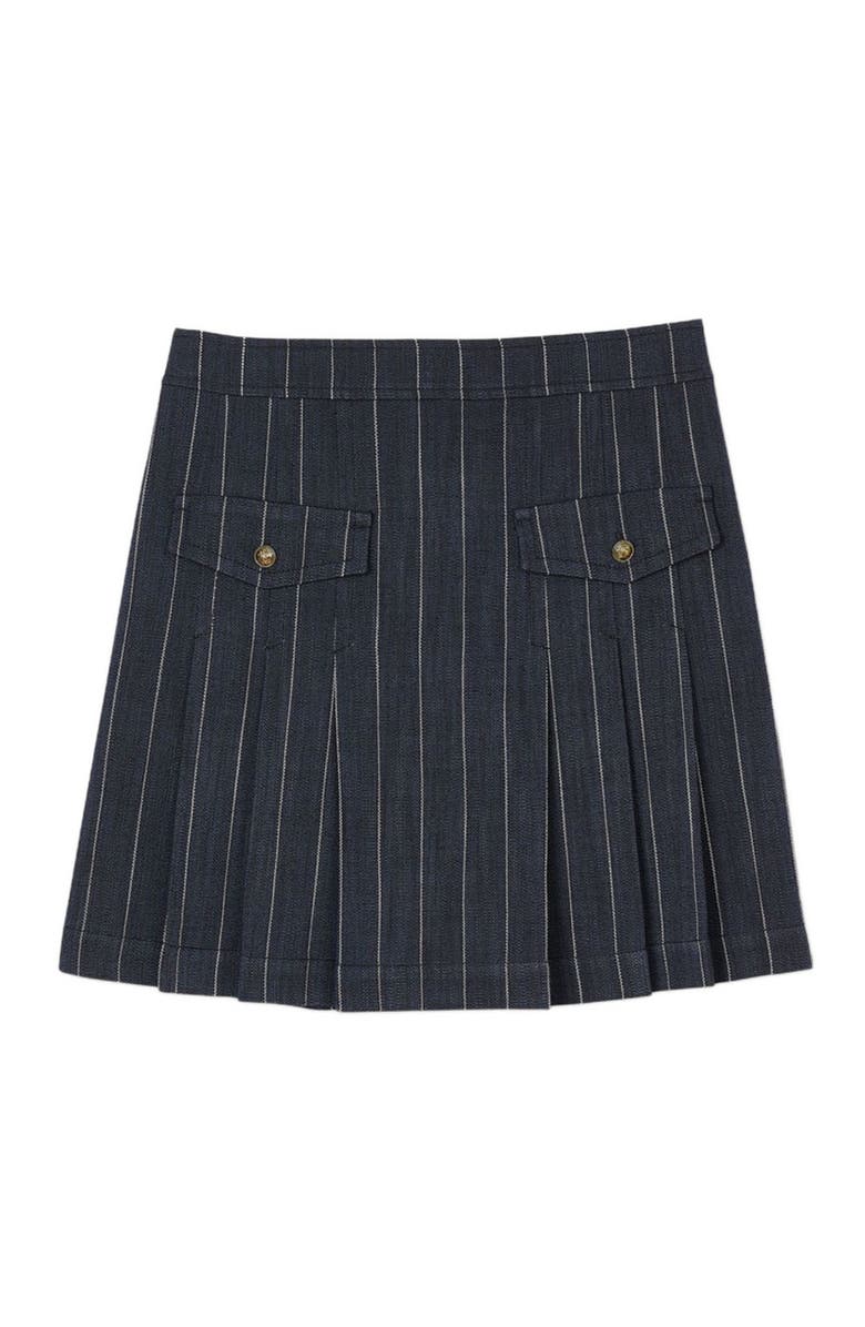 SANDRO Mini striped pleated skirt, Alternate, color, 
