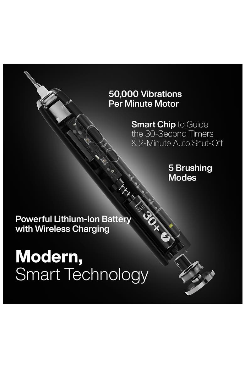 Elite Rechargeable Ultra-Whitening Power Electric Toothbrush, Alternate, color, BLACK