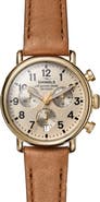 Shinola Runwell Chronograph Leather Strap Watch, 37mm