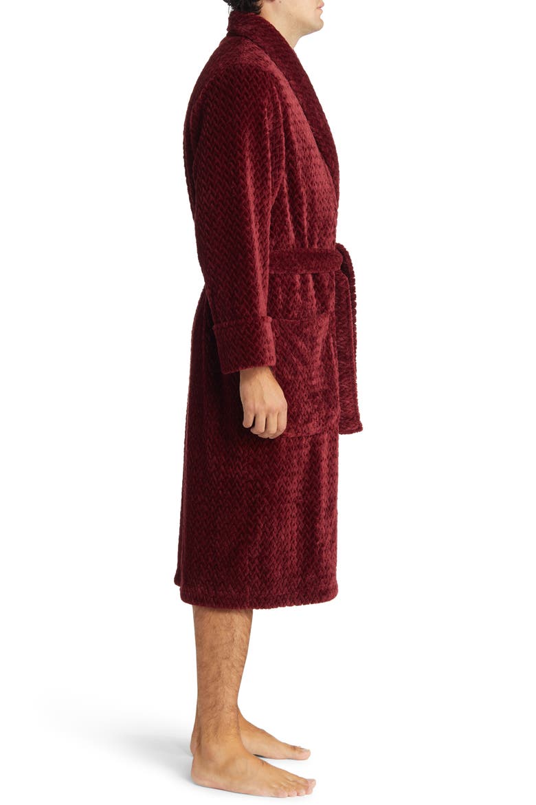 Plush Jacquard Robe, Alternate, color, BURGUNDY SPICE