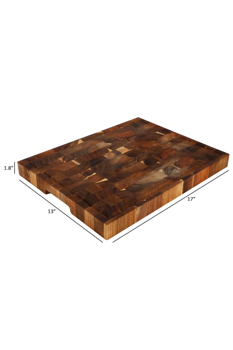 17 x 13 Inch Acacia Wood Butcher Block Carving and Cutting Serving Board with Juice Groove, Alternate, color, Acacia