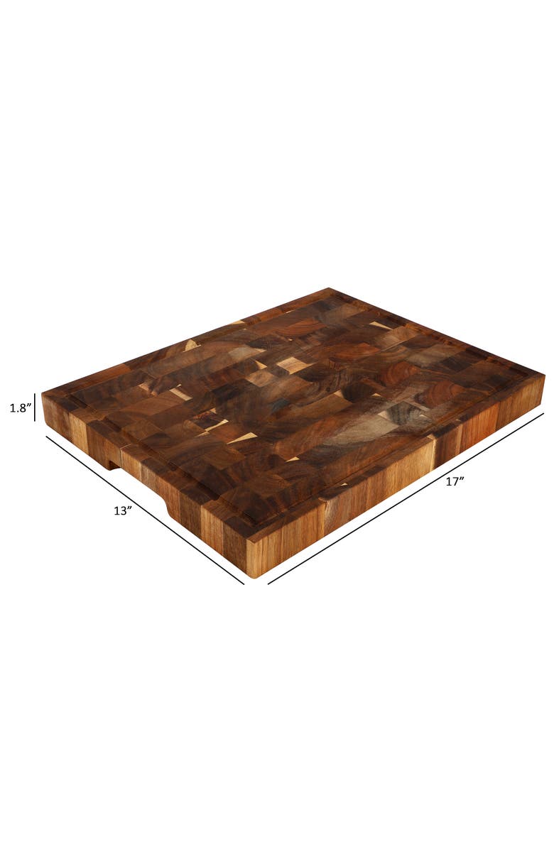 Megachef 17 x 13 Inch Acacia Wood Butcher Block Carving and Cutting Serving Board with Juice Groove, Alternate, color, Acacia