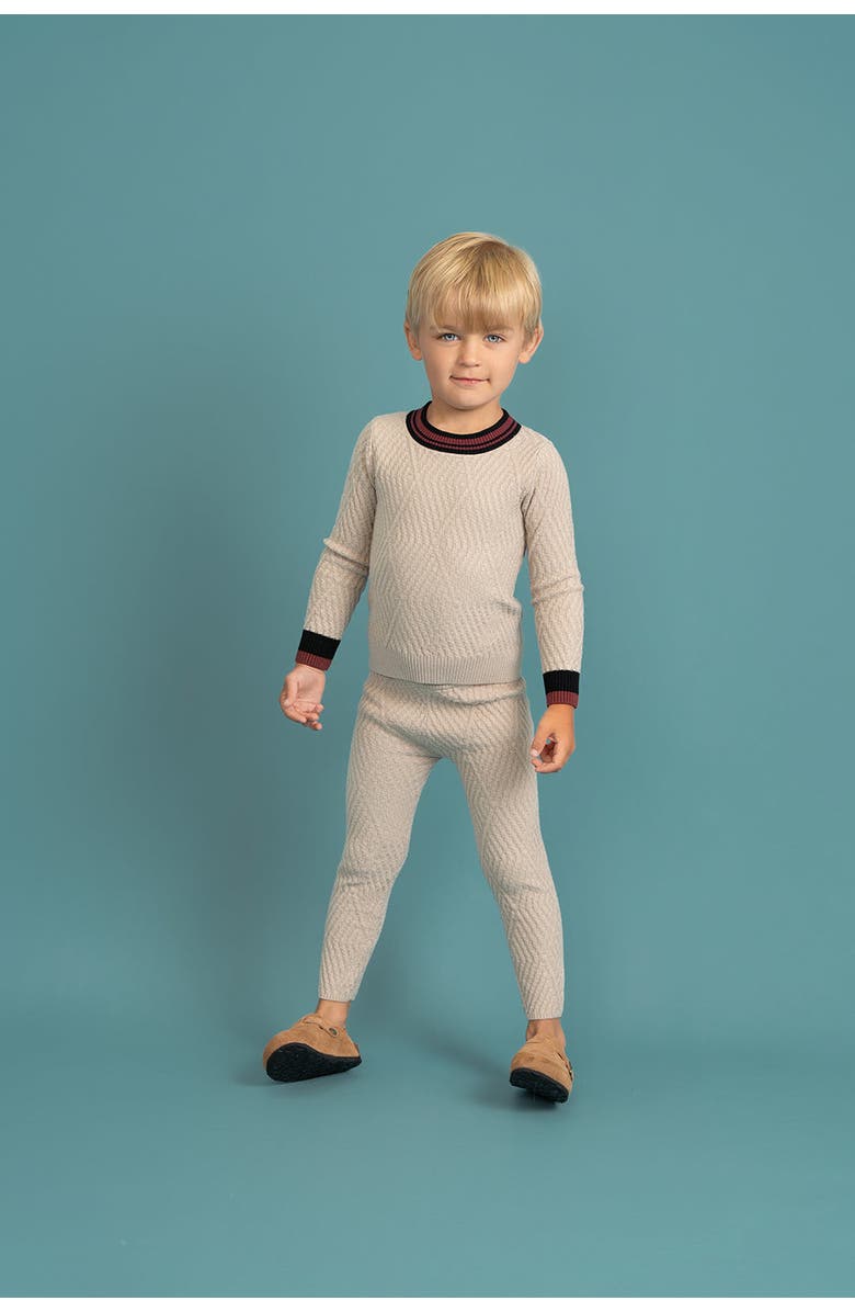 Charlotte & George Diamond Knit 2 Piece Top and Leggings Set, Alternate, color, Stone