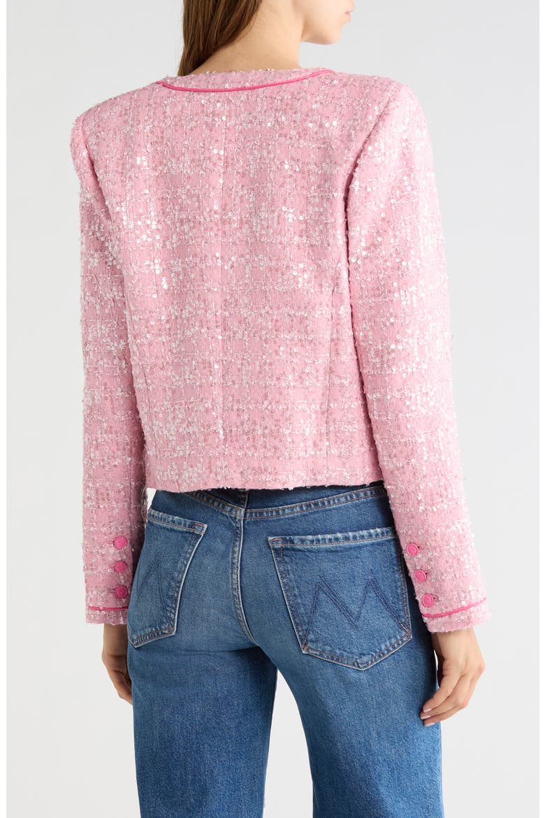 Niko Bracelet Sleeve Tweed Jacket, Alternate, color, PINK TWEED