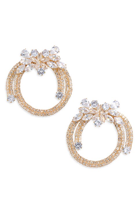 Cluster & Pavé Open Circle Earrings