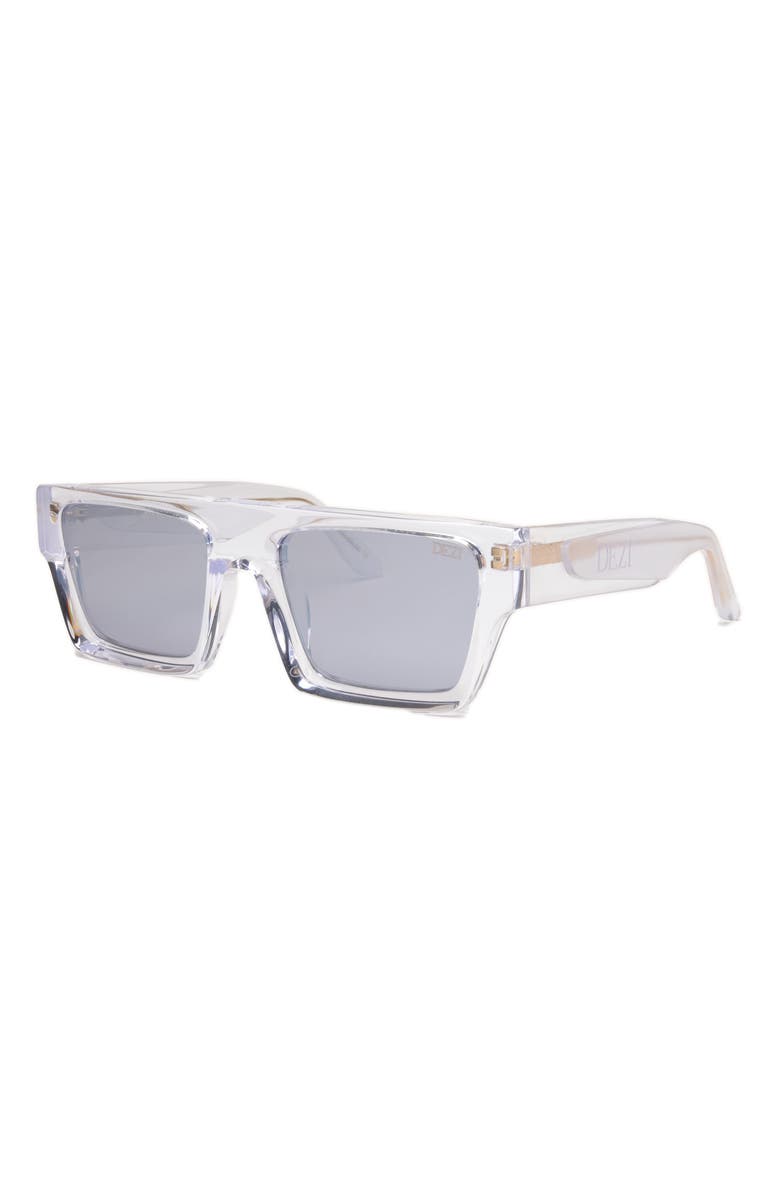 DEZI x Monet Slick 55mm Square Sunglasses, Alternate, color, Icy / Silver Chrome
