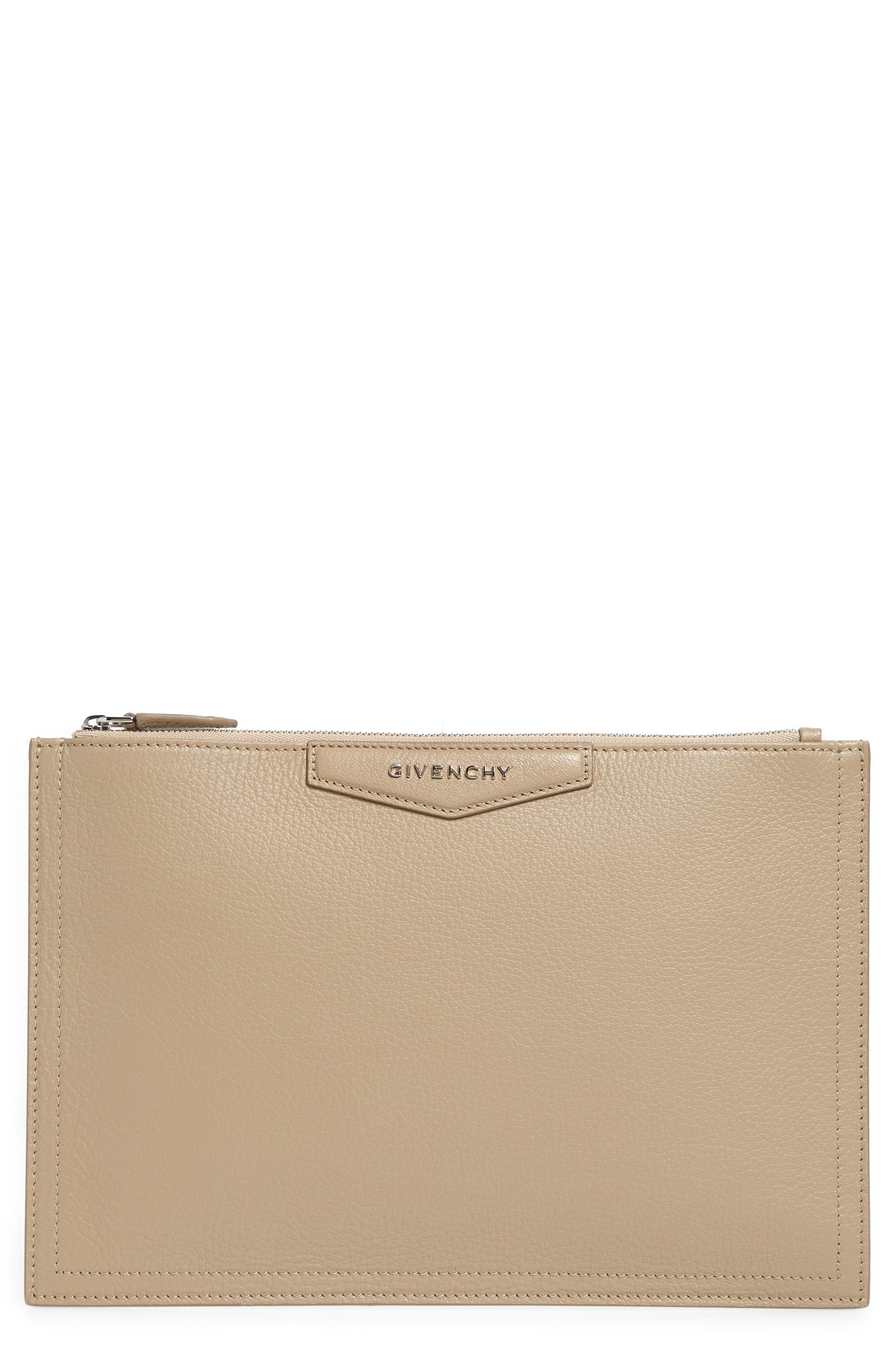 Medium Antigona Leather Pouch, Main, color, DUNE