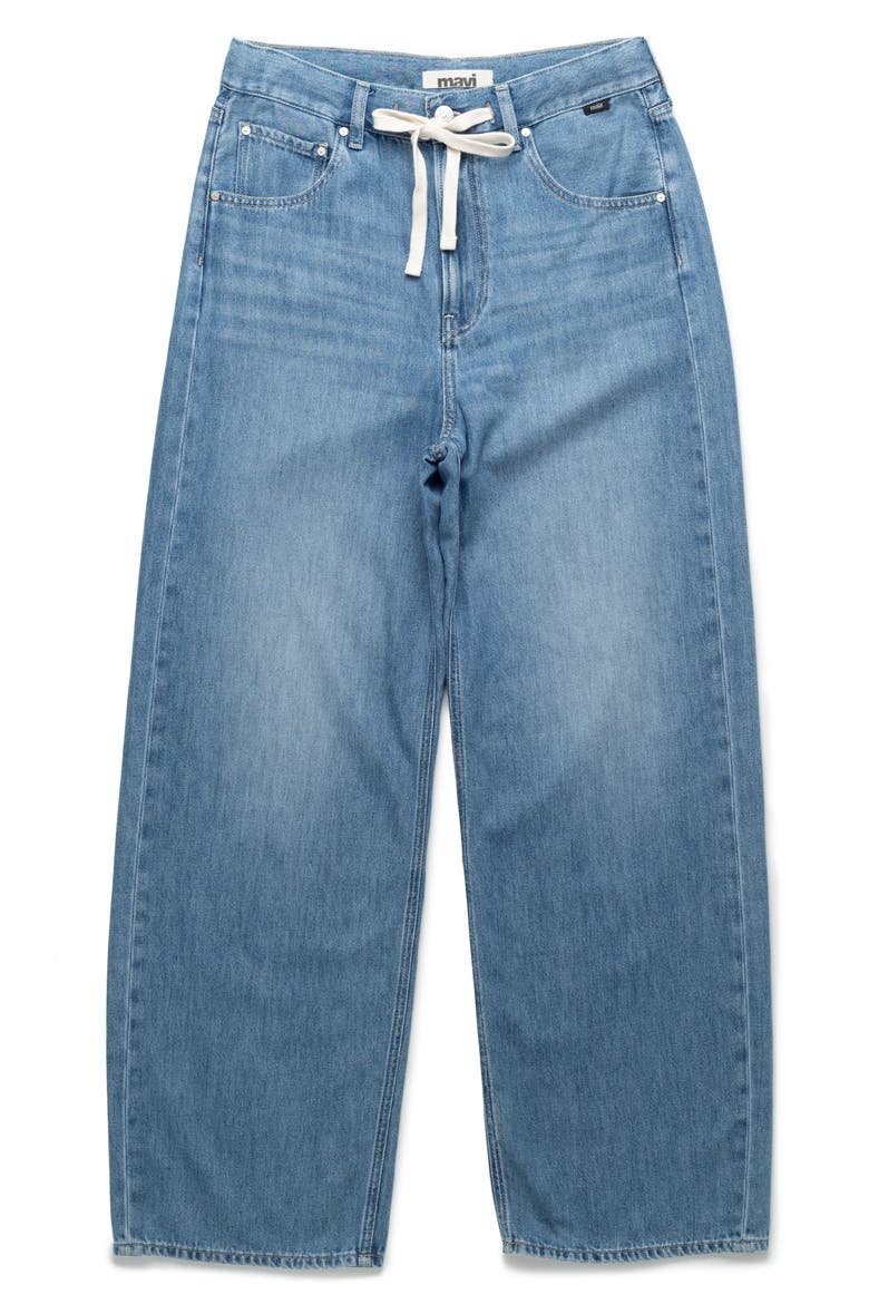 Nella Wide Leg Drawstring Jeans, Alternate, color, LIGHT BLUE WELL BLUE