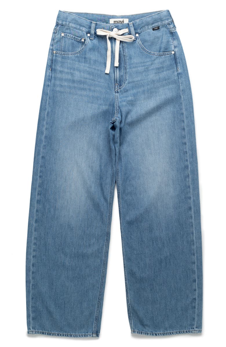 Mavi Jeans Nella Wide Leg Drawstring Jeans, Alternate, color, Light Blue Well Blue
