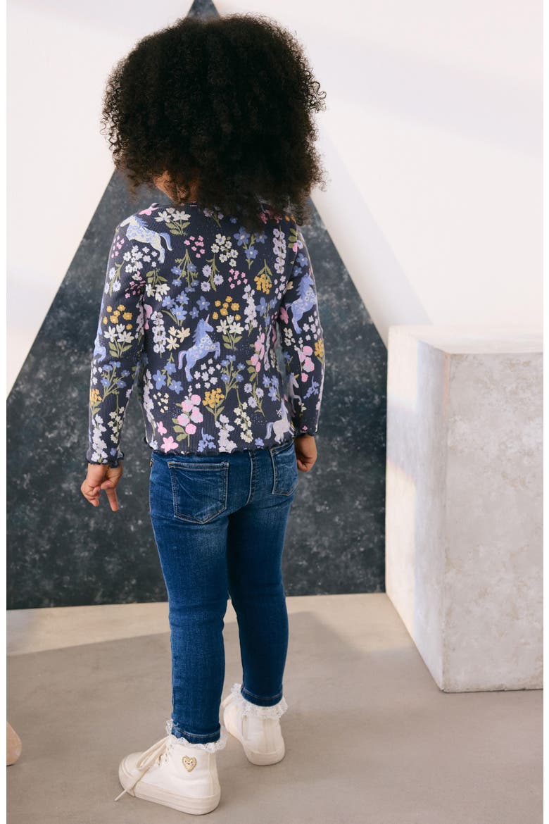 Kids' Unicorn Print Long Sleeve Cotton T-Shirt, Alternate, color, BLUE