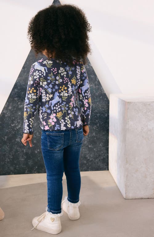 Next Kids' Unicorn Print Long Sleeve Cotton T-shirt In Blue
