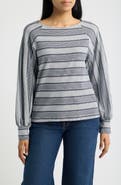 Bobeau Raglan Stripe Knit Top