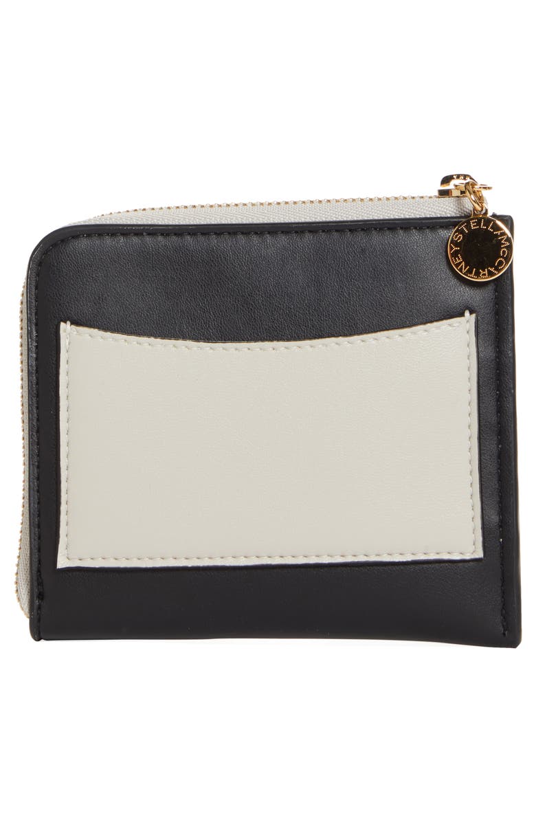 Stella McCartney Logo Faux Leather French Wallet with Removable Card Case, Alternate, color, 