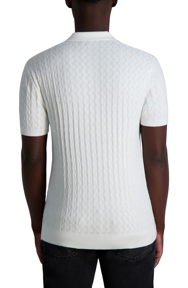 KARL LAGERFELD PARIS Textured Cotton Sweater Polo, Alternate, color, White